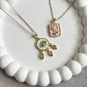Evil Eye & Bloom Pendant Set